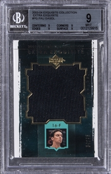 2003-04 UD "Exquisite Collection" Extra Exquisite #PG Pau Gasol Game Used Patch Card (#54/75) – BGS MINT 9